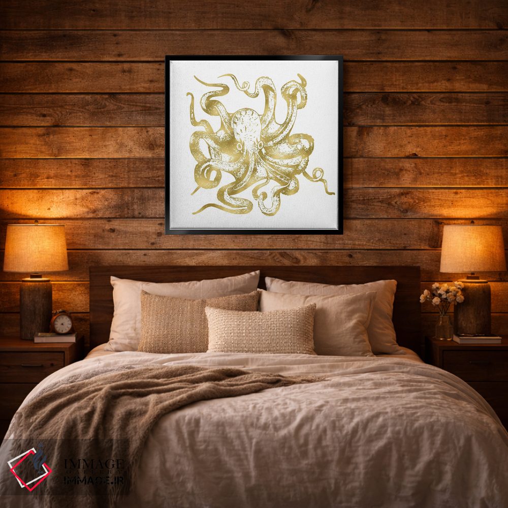 تابلو دکوراتیو اختاپوس طلایی کلاسیک اثر نیچر مجیک - D4B