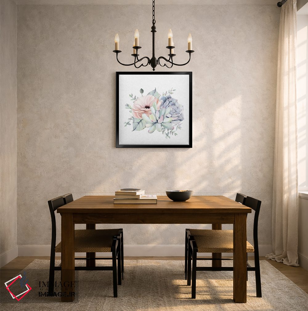 تابلو دکوراتیو ساکولنت های گلدار جنوب غربی سبز نعناعی I اثر نیچر مجیک - D6B