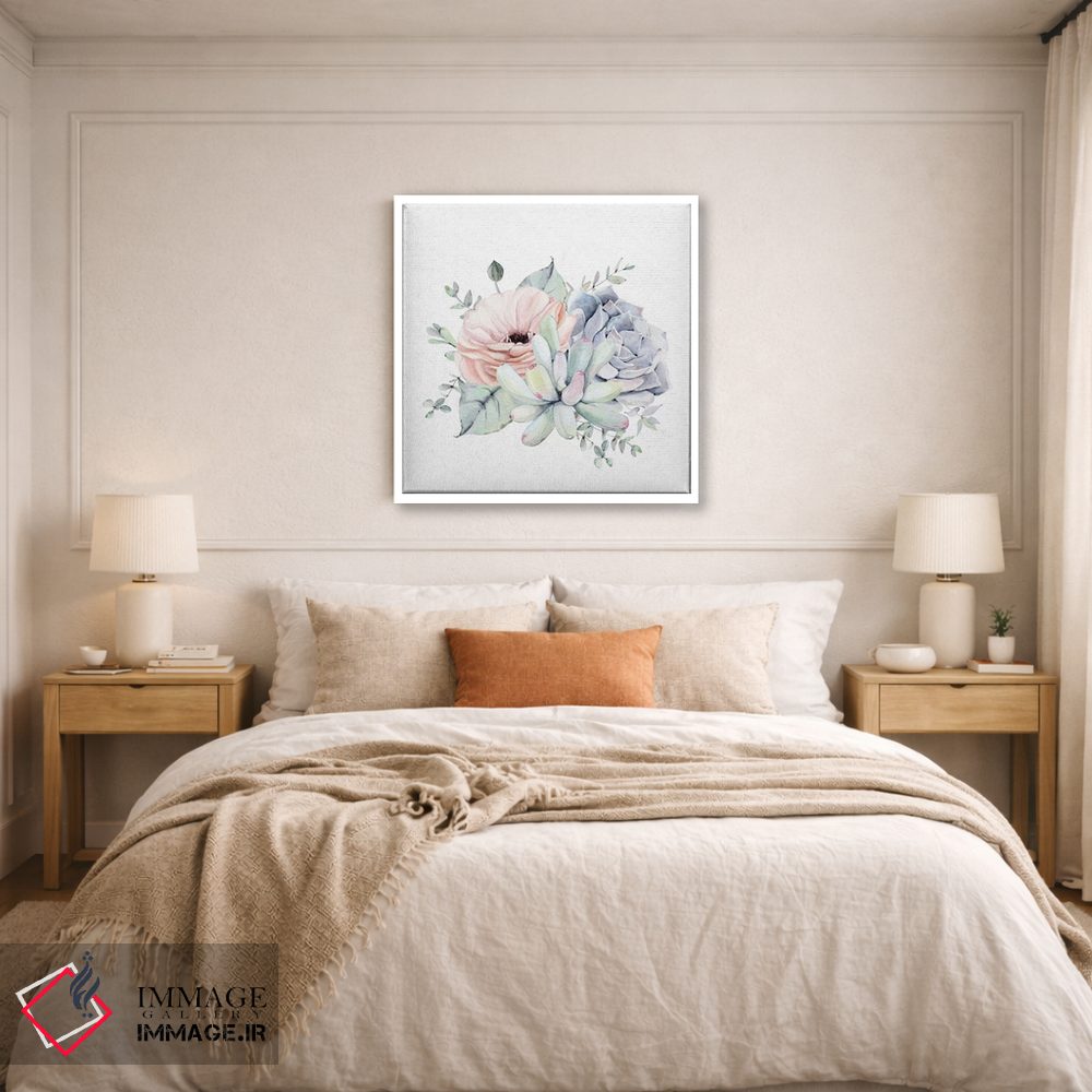 تابلو دکوراتیو ساکولنت های گلدار جنوب غربی سبز نعناعی I اثر نیچر مجیک - D5W