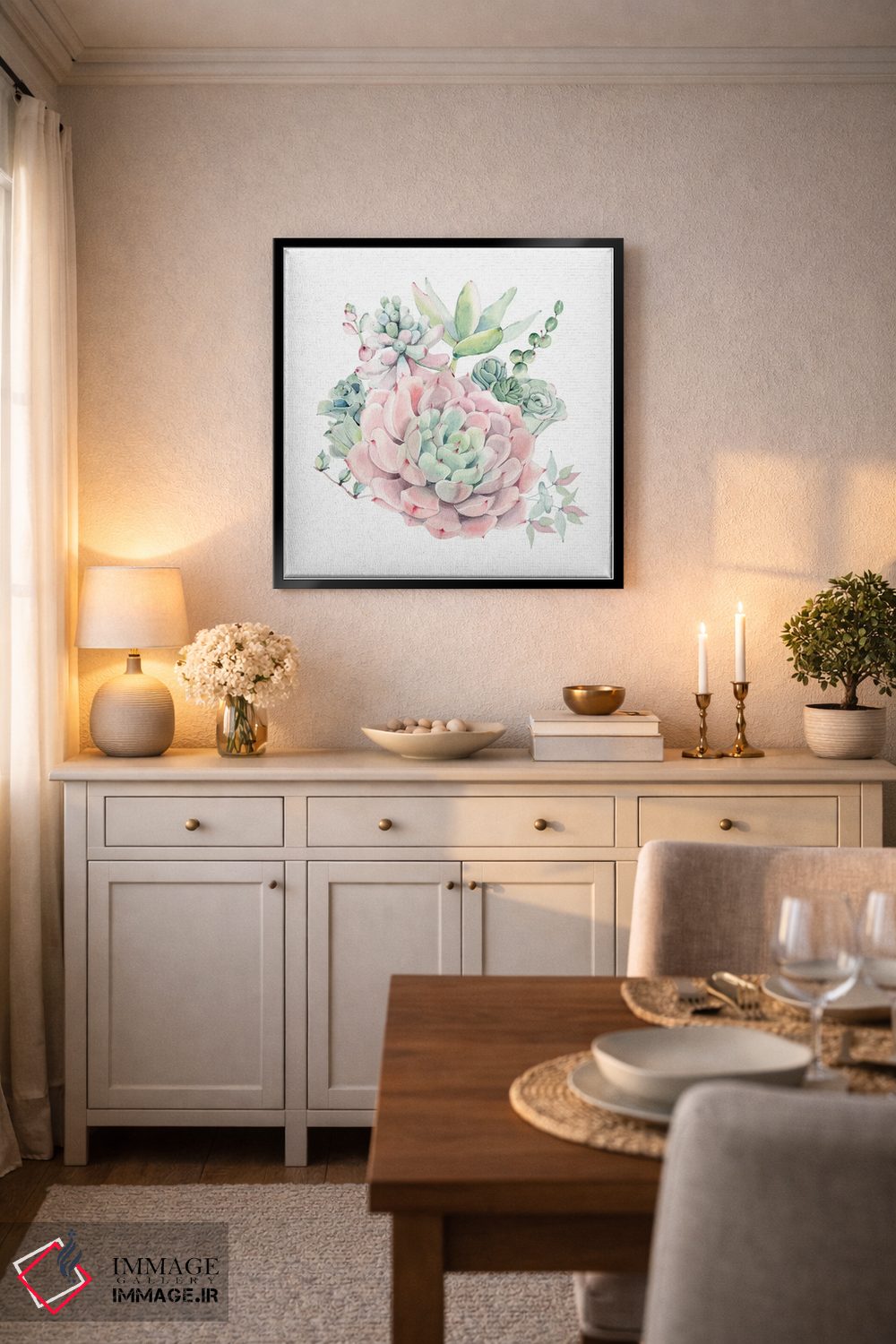 تابلو دکوراتیو ساکولنت های گلدار جنوب غربی II اثر نیچر مجیک - D5B