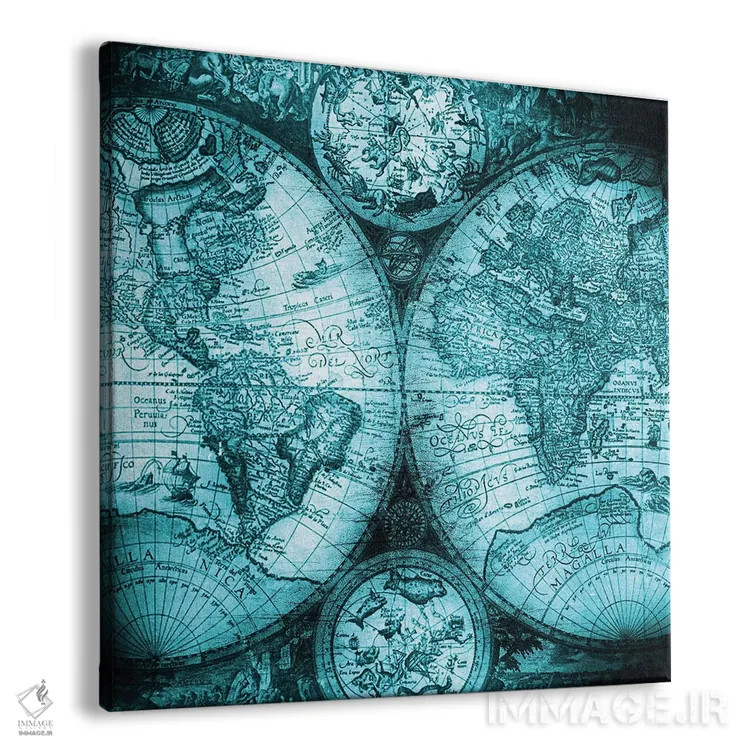 تابلو دکوراتیو نقشه جهان عتیقه V اثر نیچر مجیک - نمای پرسپکتیو محصول