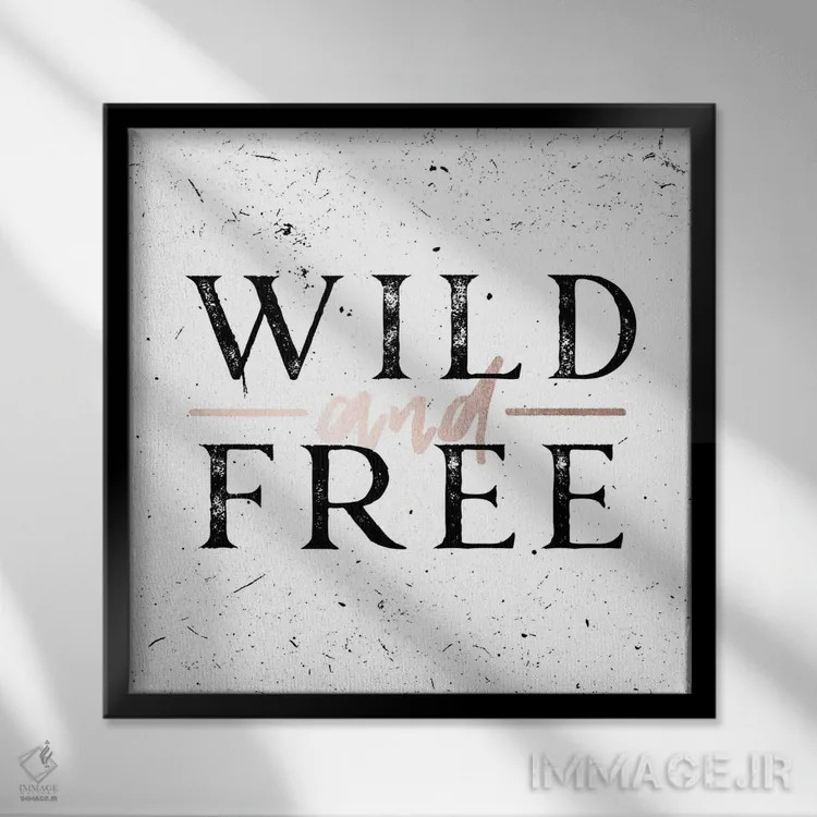 تابلو دکوراتیو آزاد و وحشی رزگلد اثر نیچر مجیک - نمای قابدار مشکی