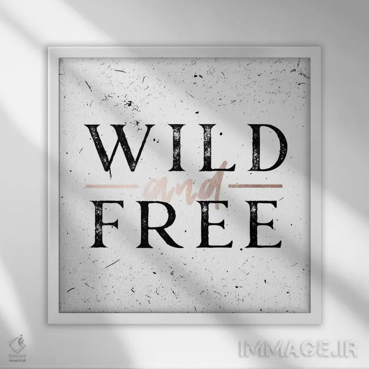 تابلو دکوراتیو آزاد و وحشی رزگلد اثر نیچر مجیک - نمای قابدار سفید