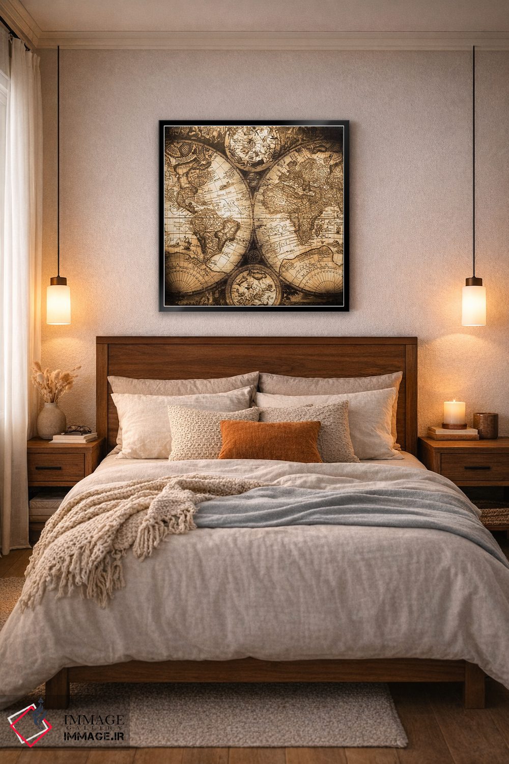 تابلو دکوراتیو نقشه جهان عتیقه اثر نیچر مجیک - D6B