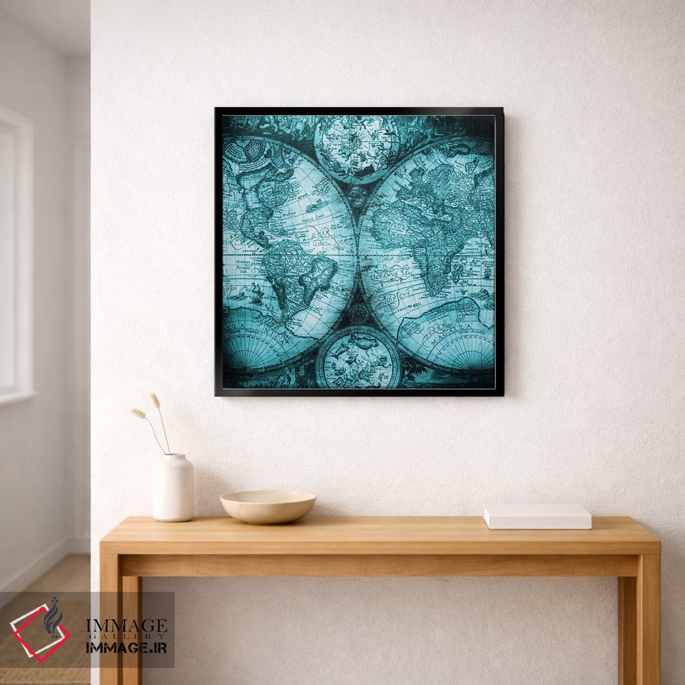 تابلو دکوراتیو نقشه جهان عتیقه V اثر نیچر مجیک - D1B