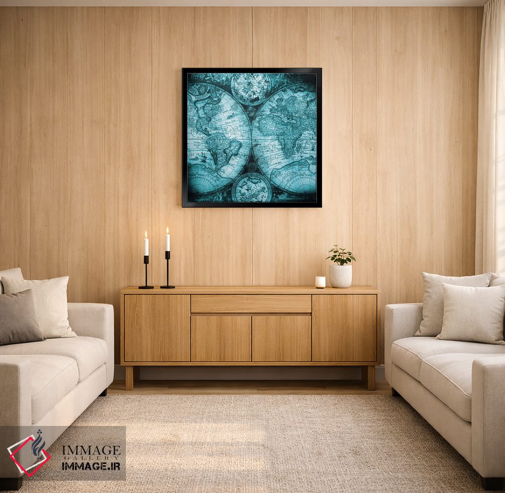 تابلو دکوراتیو نقشه جهان عتیقه V اثر نیچر مجیک - D3B