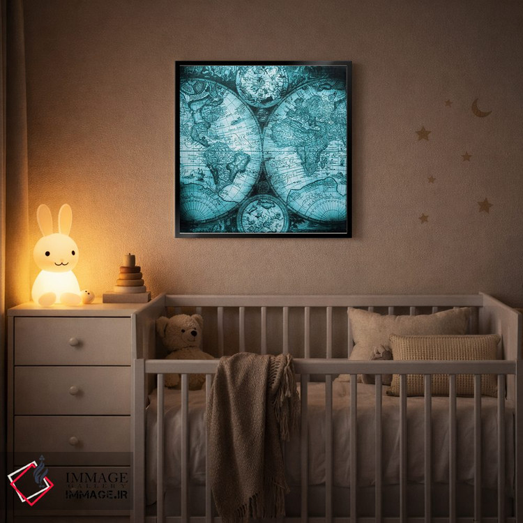 تابلو دکوراتیو نقشه جهان عتیقه V اثر نیچر مجیک - D4B