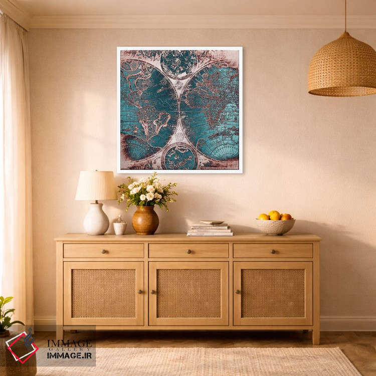 تابلو دکوراتیو نقشه جهان عتیقه IV اثر نیچر مجیک - D1W