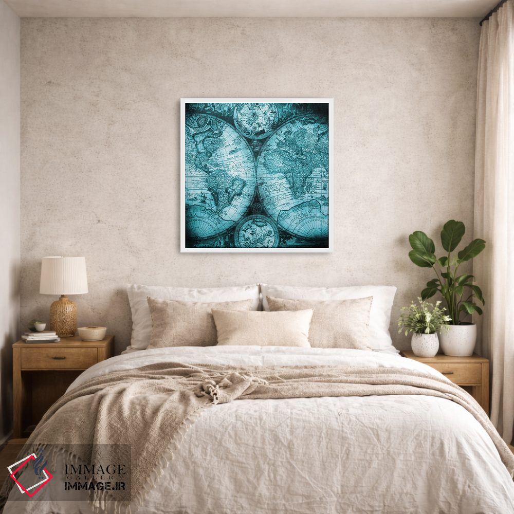 تابلو دکوراتیو نقشه جهان عتیقه V اثر نیچر مجیک - D5W