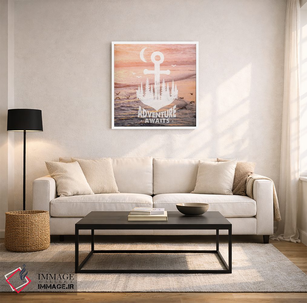 تابلو دکوراتیو ماجراجویی در انتظار است: لنگر در غروب با مرغ دریایی اثر نیچر مجیک - D2W