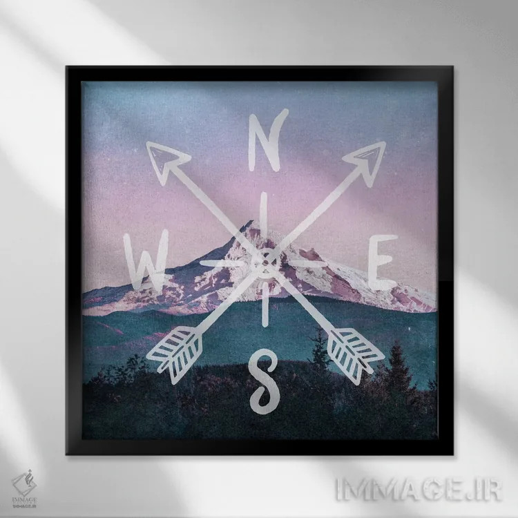 تابلو دکوراتیو کوه رزگلد اثر نیچر مجیک - نمای قابدار مشکی