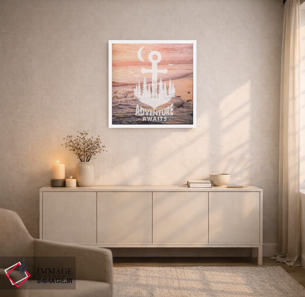 تابلو دکوراتیو ماجراجویی در انتظار است: لنگر در غروب با مرغ دریایی اثر نیچر مجیک - D4W