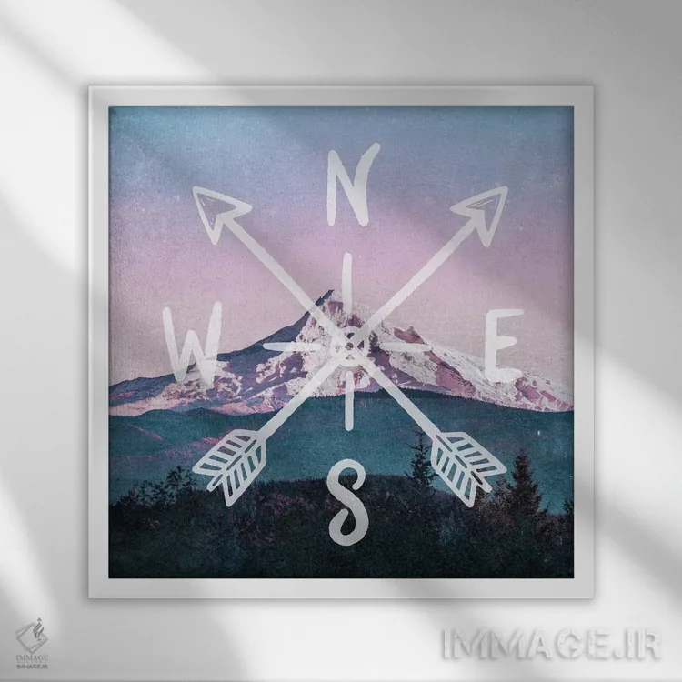 تابلو دکوراتیو کوه رزگلد اثر نیچر مجیک - نمای قابدار سفید