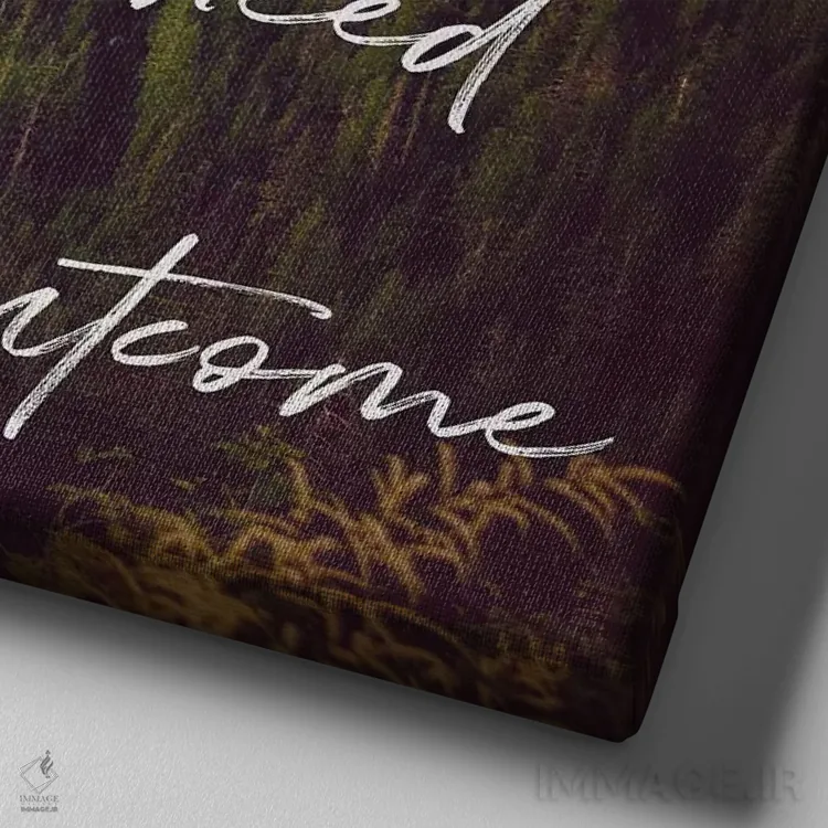 تابلو دکوراتیو کار را انجام بده: غروب در جنگل کوهستانی اثر نیچر مجیک - نمای نزدیک بافت بوم