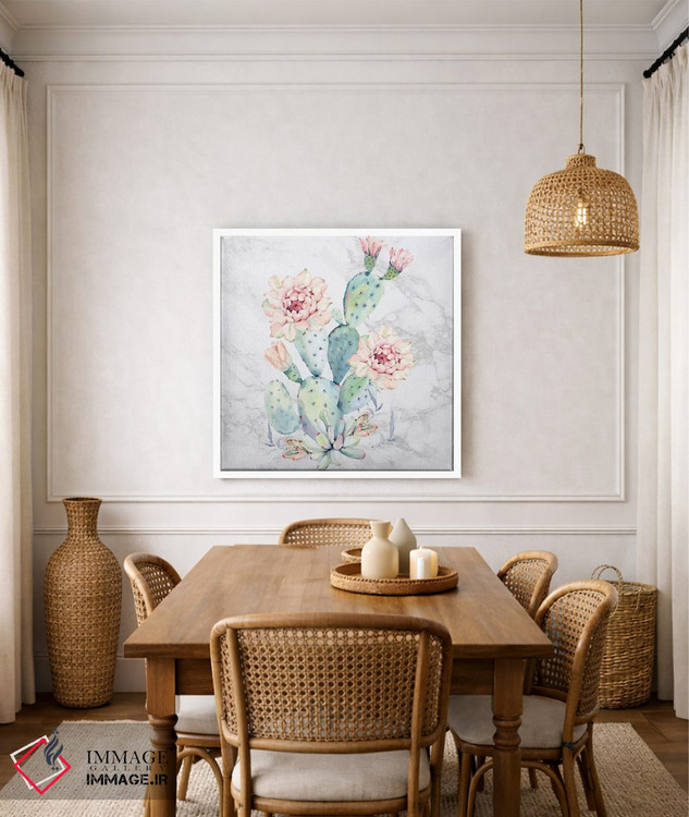تابلو دکوراتیو آبرنگ گل کاکتوس روی مرمر اثر نیچر مجیک - D4W