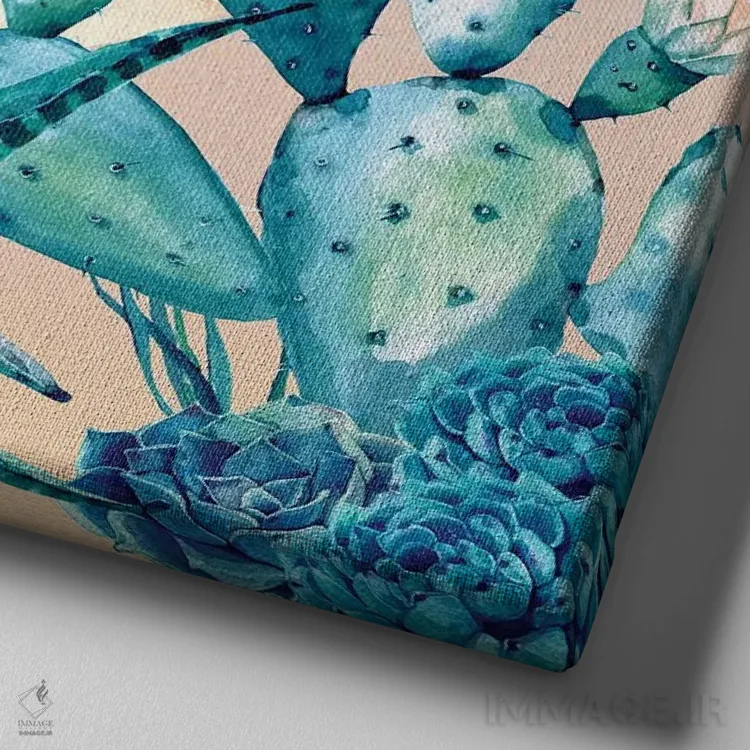 تابلو دکوراتیو طلوع صحرا: کاکتوس I اثر نیچر مجیک - نمای نزدیک بافت بوم