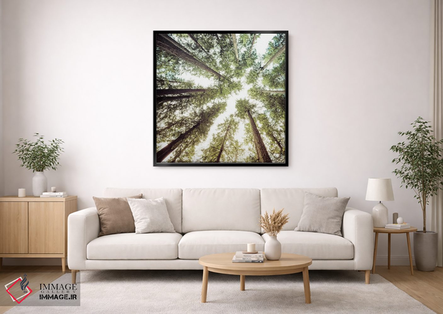 تابلو دکوراتیو مربع آسمان جنگل اثر نیچر مجیک - D2B