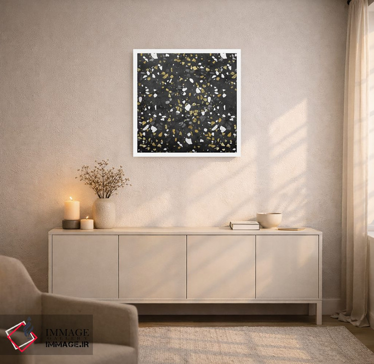 تابلو انتزاعی مرمر طلا و نقره طرح ترازو اثر نیچر مجیک - D4W