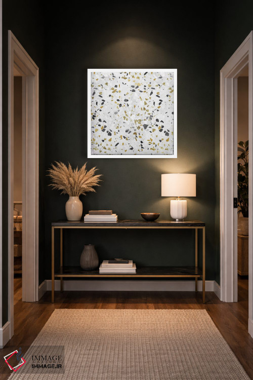 تابلو انتزاعی مرمر طلا طرح ترازو اثر نیچر مجیک - D4W