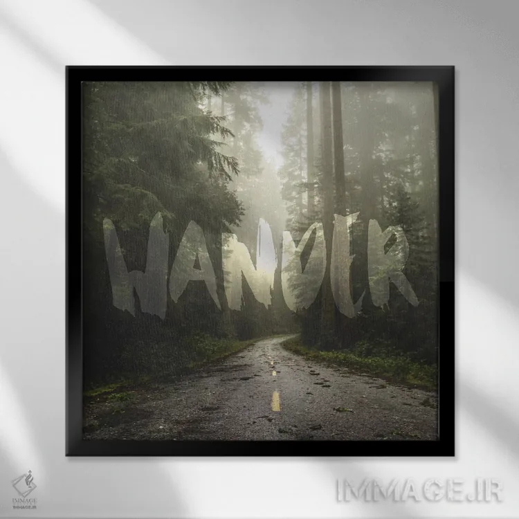 تابلو دکوراتیو در سرگردانی جاده جنگل ردوود اثر نیچر مجیک - نمای قابدار مشکی