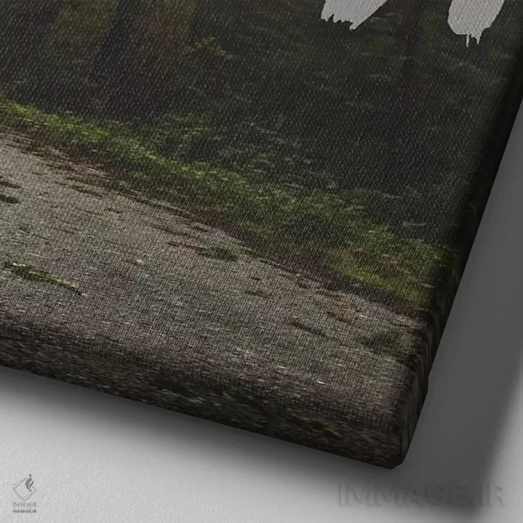 تابلو دکوراتیو در اشتیاق سفر: جاده جنگل ردوود اثر نیچر مجیک - نمای نزدیک بافت بوم