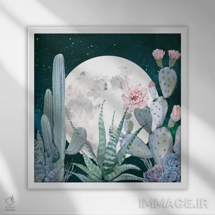 تابلو دکوراتیو شب های کویری اثر نیچر مجیک - نمای قابدار سفید