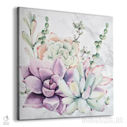 تابلو دکوراتیو آبرنگ گل های ساکولنت جنوب غربی روی مرمر اثر نیچر مجیک - نمای پرسپکتیو محصول