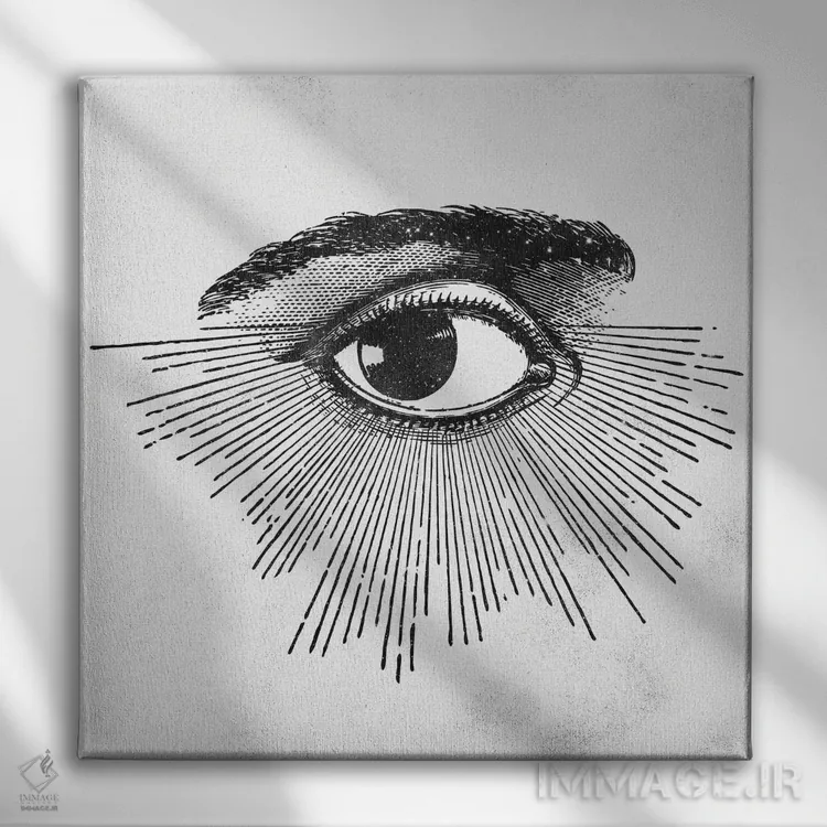تابلو دکوراتیو چشم در میان ستارگان فضا اثر نیچر مجیک - نمای روبهرو روی دیوار