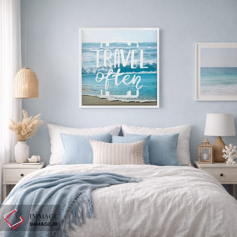 تابلو دکوراتیو سفرهای مکرر در ساحل با موج های فیروزه ای اثر نیچر مجیک - D1W
