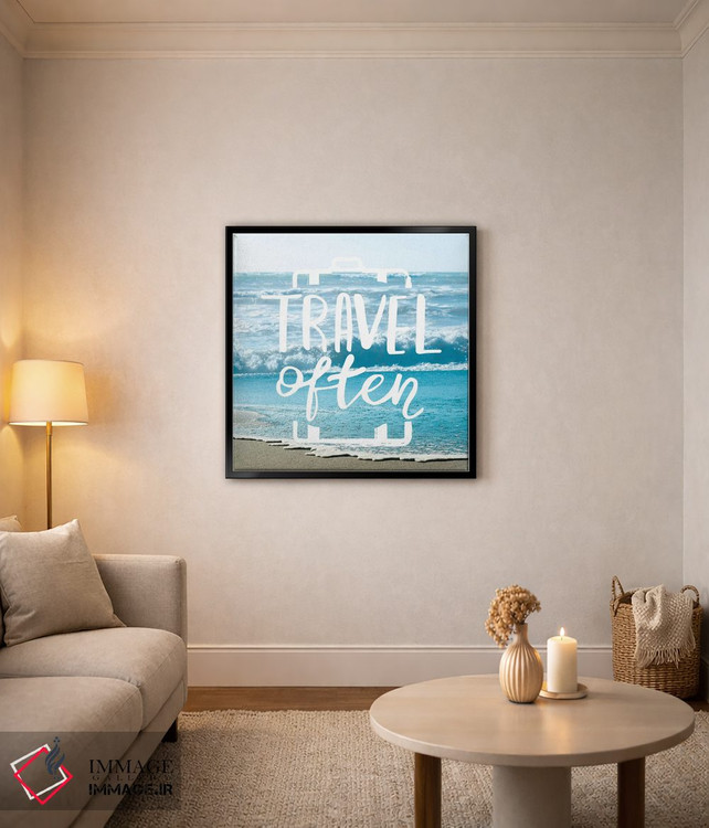 تابلو دکوراتیو سفرهای مکرر در ساحل با موج های فیروزه ای اثر نیچر مجیک - D2B