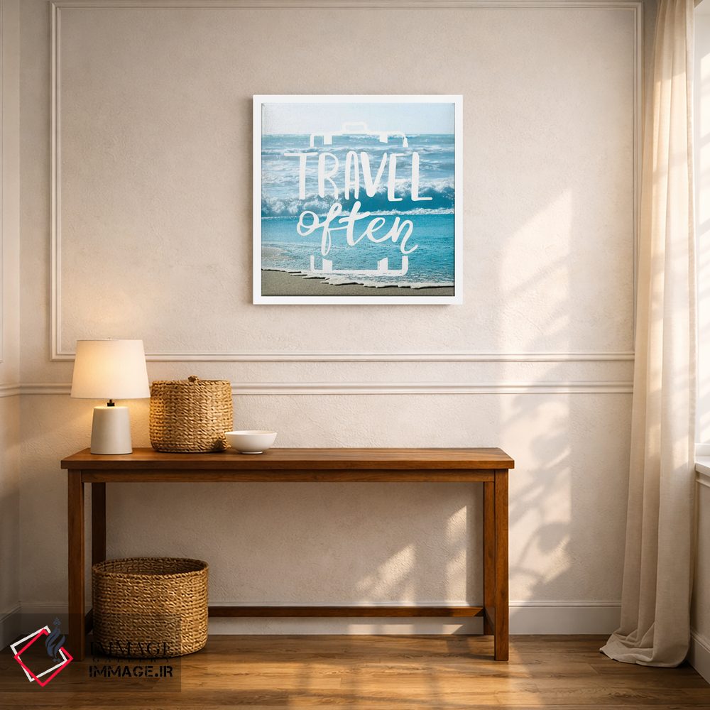 تابلو دکوراتیو سفرهای مکرر در ساحل با موج های فیروزه ای اثر نیچر مجیک - D4W