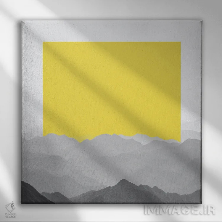 تابلو مینیمال طلوع کوهستانی - دروازه ای به طبیعت انتزاعی اثر نیچر مجیک - نمای روبهرو روی دیوار