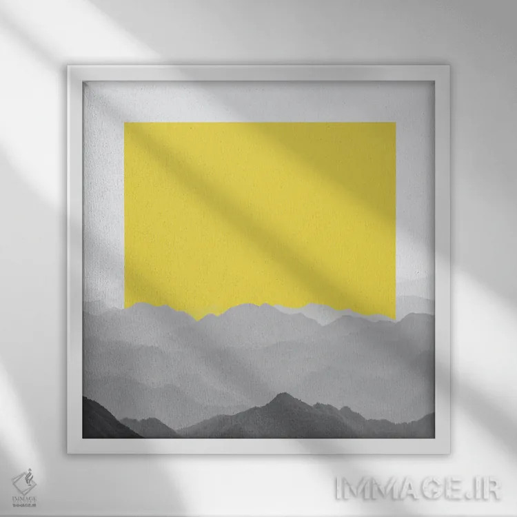 تابلو مینیمال طلوع کوهستانی - دروازه ای به طبیعت انتزاعی اثر نیچر مجیک - نمای قابدار سفید