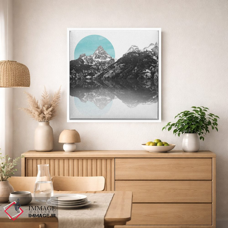 تابلو مدرن طلوع سبزآبی بر فراز دریاچه کوهستانی اثر نیچر مجیک - D2W
