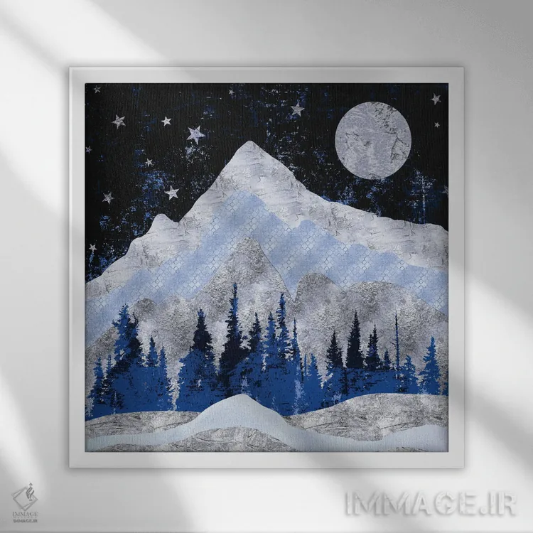تابلو دکوراتیو سرزمین عجایب کوهستانی زمستانی اثر نیچر مجیک - نمای قابدار سفید