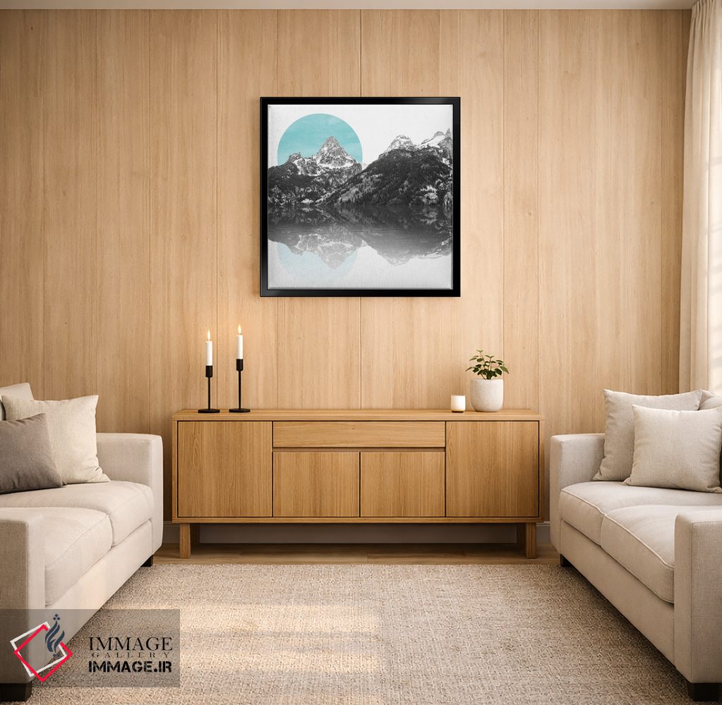 تابلو مدرن طلوع سبزآبی بر فراز دریاچه کوهستانی اثر نیچر مجیک - D3B