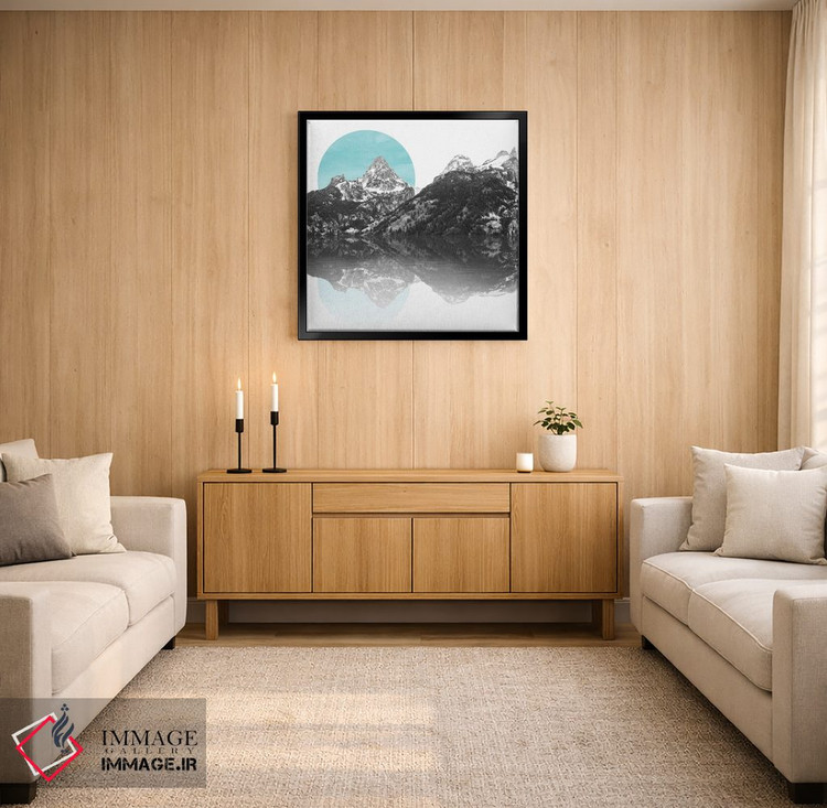 تابلو مدرن طلوع سبزآبی بر فراز دریاچه کوهستانی اثر نیچر مجیک - D3B