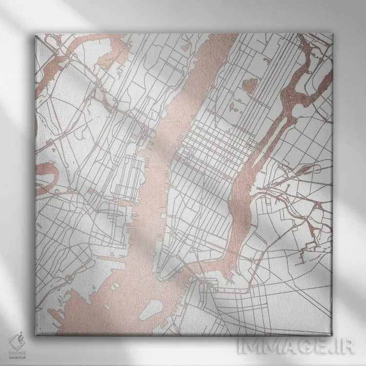 تابلو انتزاعی نقشه شهر نیویورک II اثر نیچر مجیک - نمای روبهرو روی دیوار