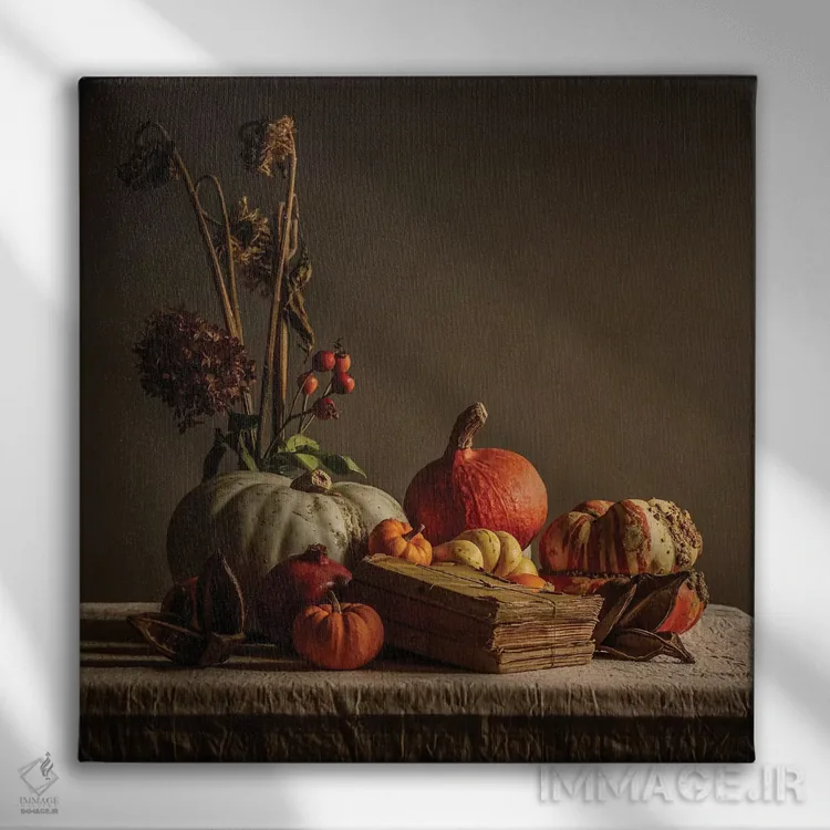 تابلو دکوراتیو طبیعت بی جان اثر مارک جمل - نمای روبهرو روی دیوار