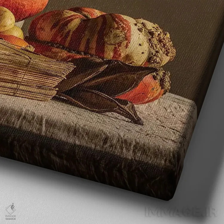 تابلو دکوراتیو طبیعت بی جان اثر مارک جمل - نمای نزدیک بافت بوم