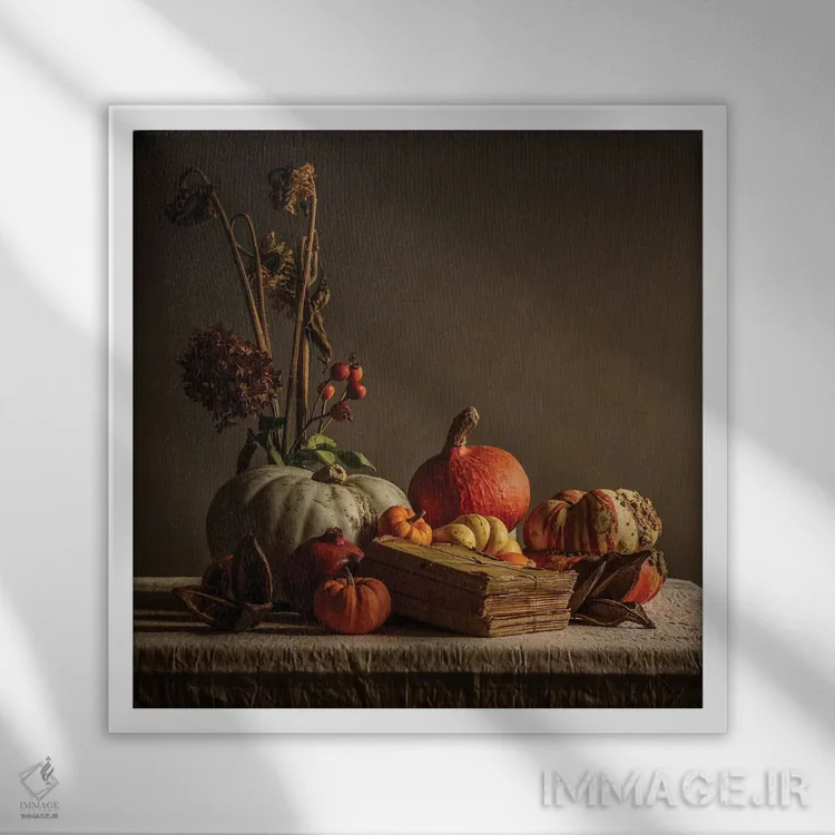 تابلو دکوراتیو طبیعت بی جان اثر مارک جمل - نمای قابدار سفید