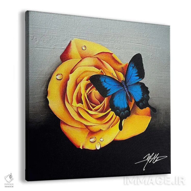 تابلو دکوراتیو رز و پروانه اثر مایکل گلدزوایگ - نمای پرسپکتیو محصول