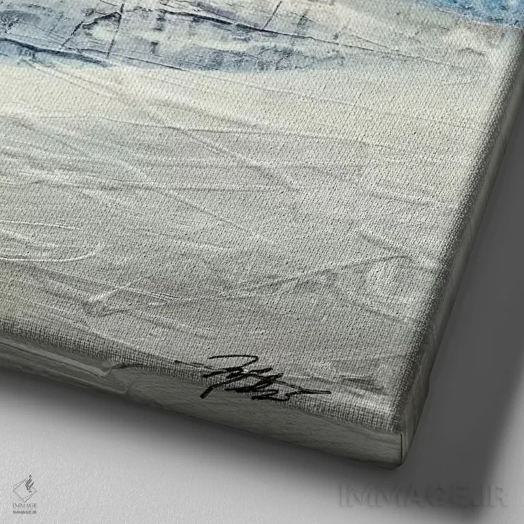 تابلو انتزاعی روی برکه یخ زده اثر مایکل گلدزوایگ - نمای نزدیک بافت بوم