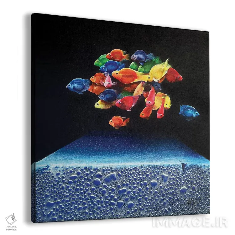 تابلو دکوراتیو ماهی های رنگارنگ اثر مایکل گلدزوایگ - نمای پرسپکتیو محصول