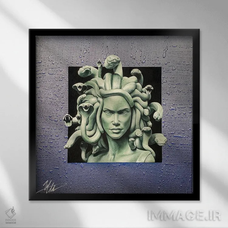 تابلو دکوراتیو مدوسا اثر مایکل گلدزوایگ - نمای قابدار مشکی
