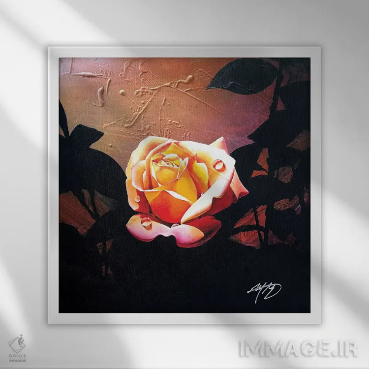 تابلو دکوراتیو رز تابستانی اثر مایکل گلدزوایگ - نمای قابدار سفید
