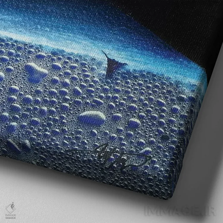 تابلو دکوراتیو ماهی های رنگارنگ اثر مایکل گلدزوایگ - نمای نزدیک بافت بوم