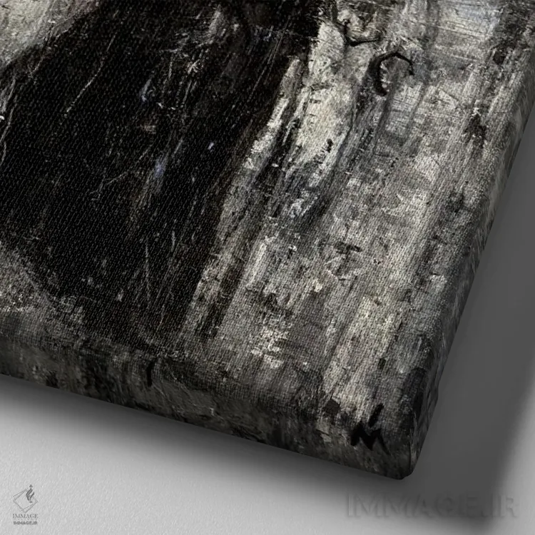 تابلو دکوراتیو مه در جنگل توس اثر مارگاریتا ایوانوا - نمای نزدیک بافت بوم