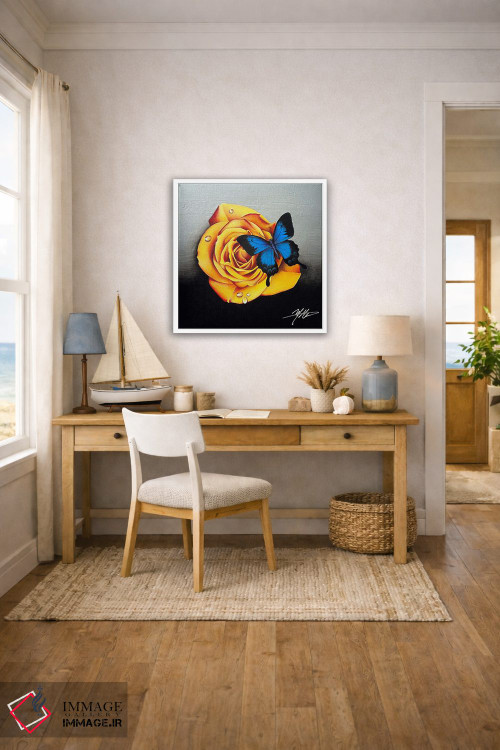 تابلو دکوراتیو رز و پروانه اثر مایکل گلدزوایگ - D3W