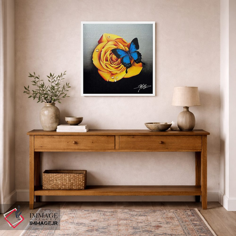 تابلو دکوراتیو رز و پروانه اثر مایکل گلدزوایگ - D5W